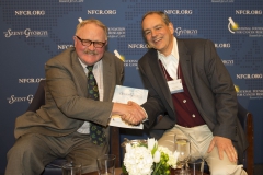 Collegial spirit extraordinaire, CEO SynerGene Joe Harford and NFCR scientist, James Basilion