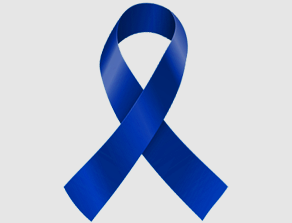 dark blue colorectal cancer ribbon