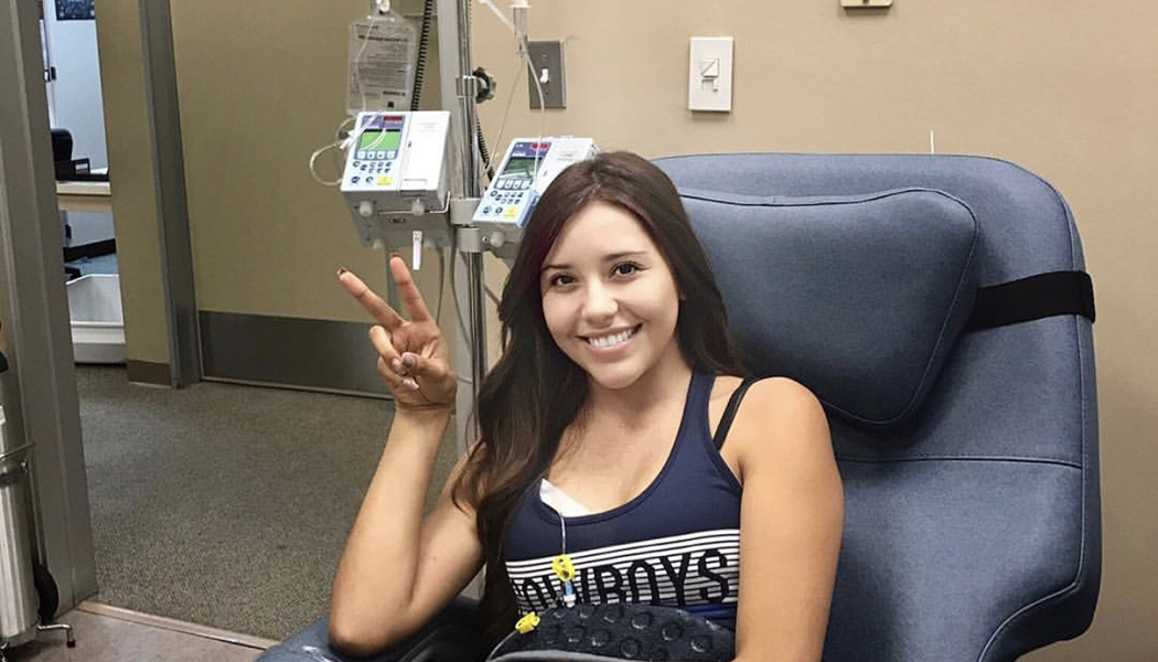 Andrea Andrade receives chemotherapy for her stage 3 colon cancer
