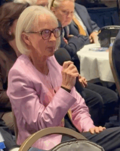 Dr. Anna Barker with Microphone